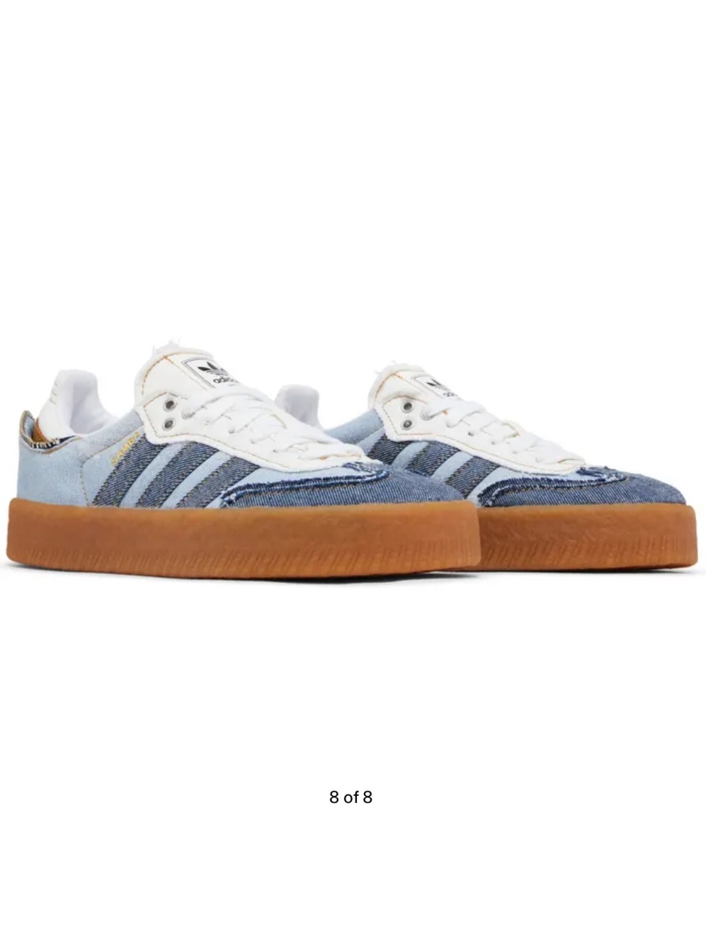 atmos x adidas Women’s Sambae Denim Platform Sneaker - Light Blue & Gum Sz 7.5 - Picture 8 of 16